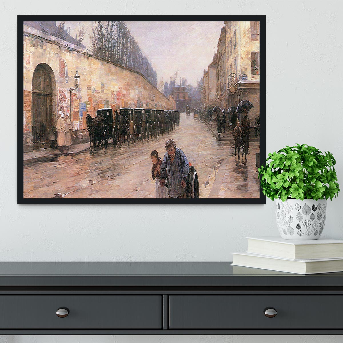 Rue Bonaparte by Hassam Framed Print - Canvas Art Rocks - 2