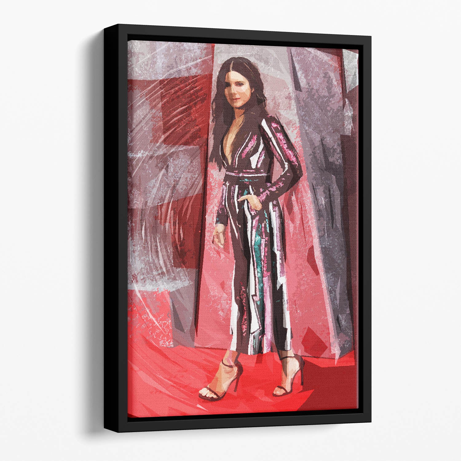 Sandra Bullock Pop Art Floating Framed Canvas