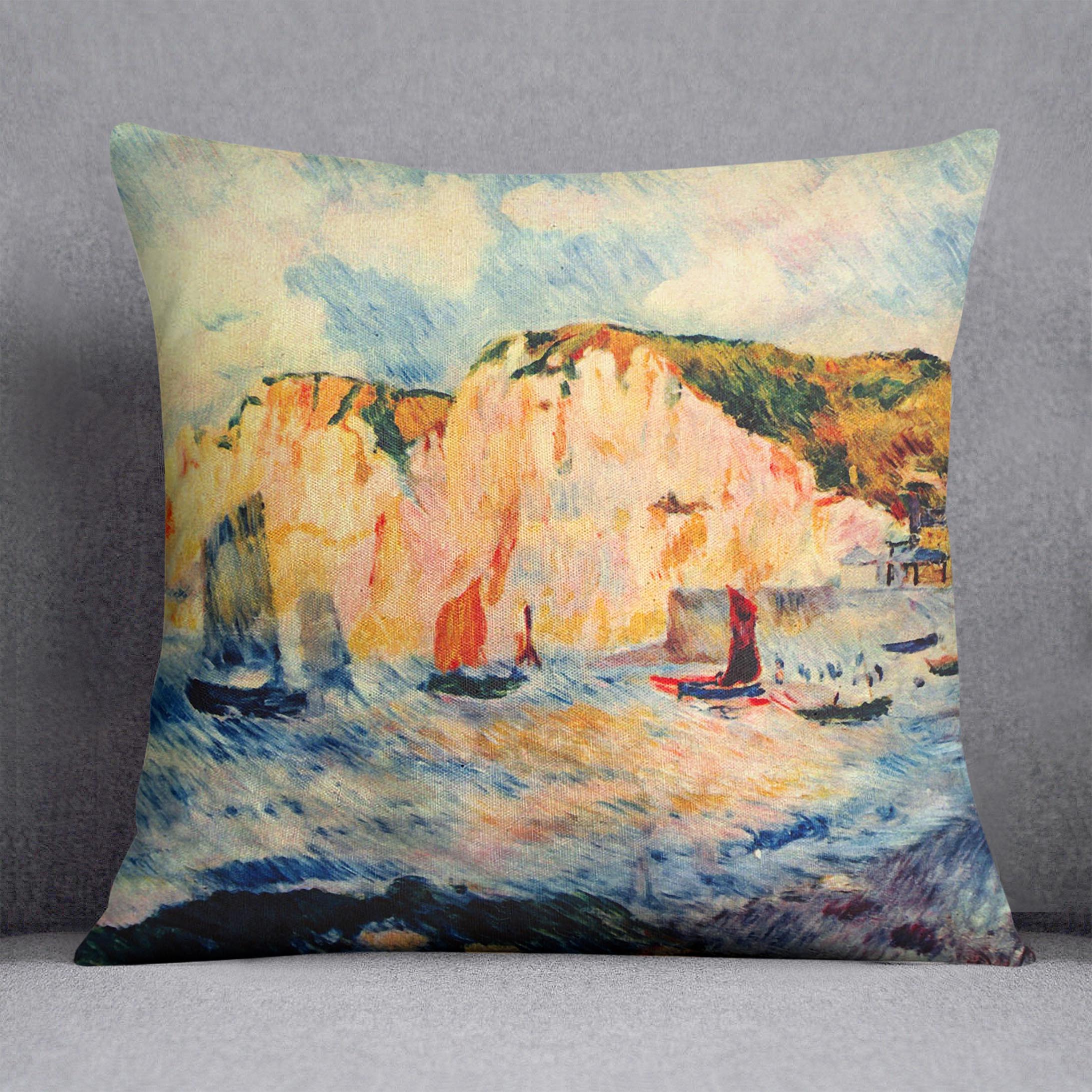 Sea and cliffs by Renoir Cushion