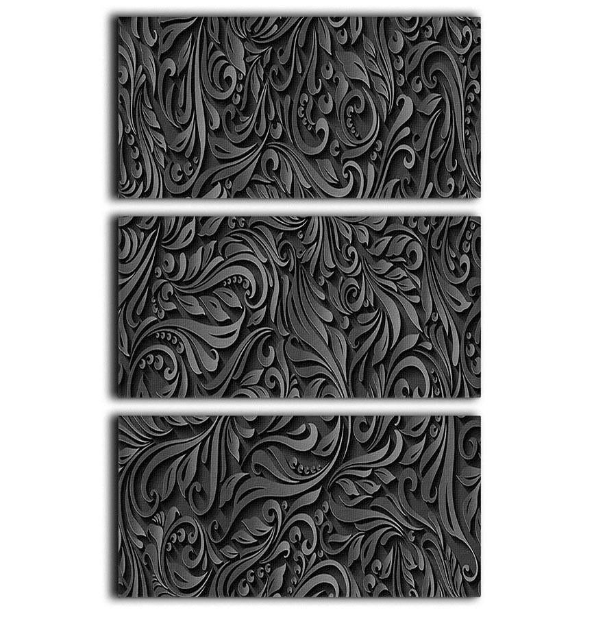 Seamless abstract black floral 3 Split Panel Canvas Print - Canvas Art Rocks - 1