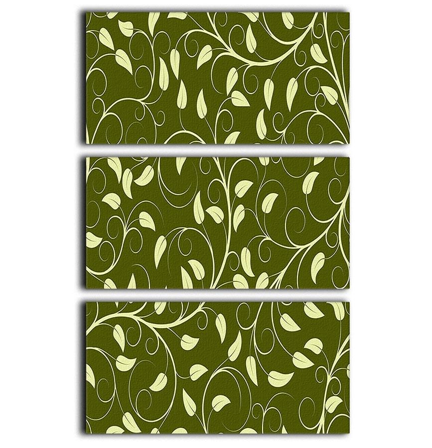 Seamless pattern from green plants 3 Split Panel Canvas Print - Canvas Art Rocks - 1