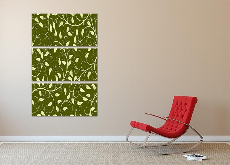 Seamless pattern from green plants 3 Split Panel Canvas Print - Canvas Art Rocks - 2