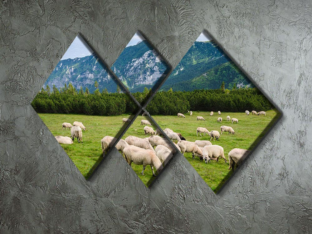 Sheep herds at alpine pastures 4 Square Multi Panel Canvas - Canvas Art Rocks - 2