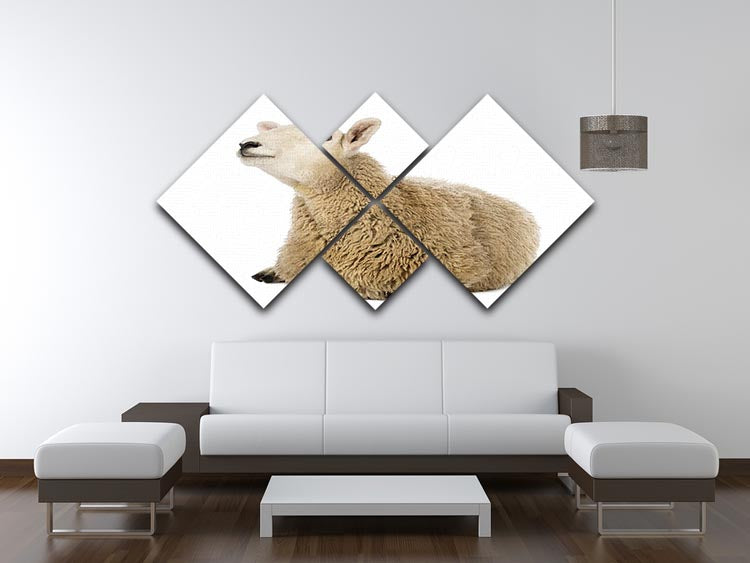 Sheep lying and looking up 4 Square Multi Panel Canvas - Canvas Art Rocks - 3