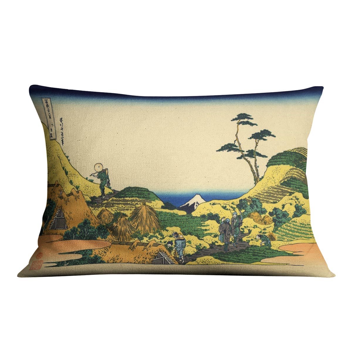 Shimomeguro by Hokusai Cushion