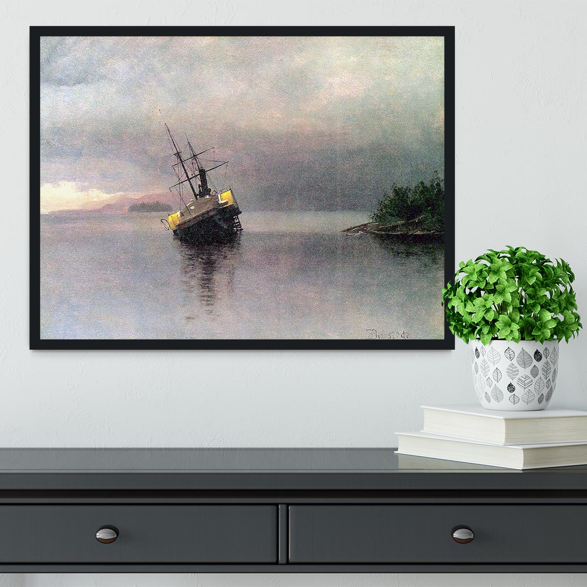 Shipwreck in Loring bay Alaska by Bierstadt Framed Print - Canvas Art Rocks - 2