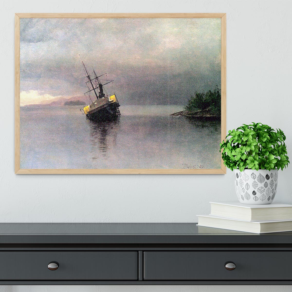 Shipwreck in Loring bay Alaska by Bierstadt Framed Print - Canvas Art Rocks - 4