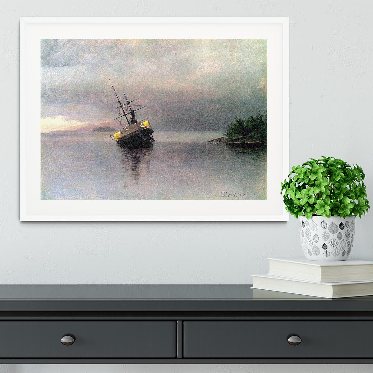 Shipwreck in Loring bay Alaska by Bierstadt Framed Print - Canvas Art Rocks - 5