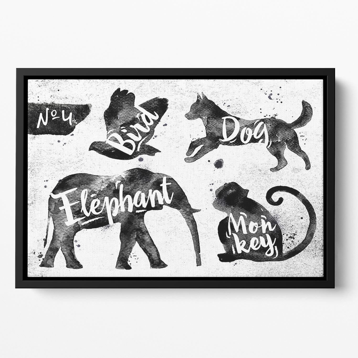 Silhouettes of animals Floating Framed Canvas - Canvas Art Rocks - 2