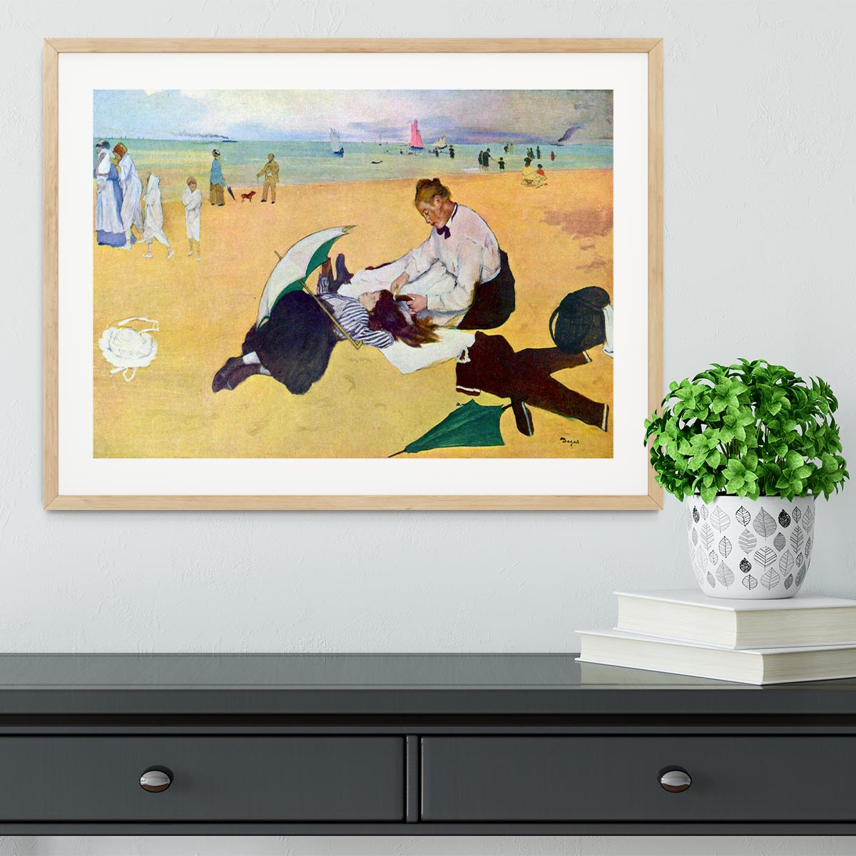 Small girls on the beach by Degas Framed Print - Canvas Art Rocks - 3