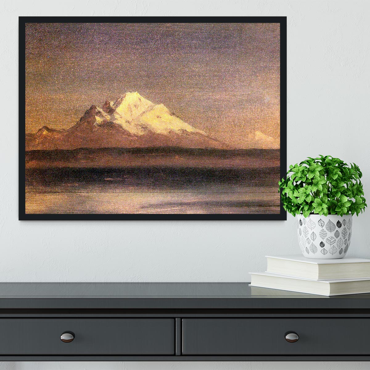 Snowy Mountains in the Pacific Northwest 2 by Bierstadt Framed Print - Canvas Art Rocks - 2