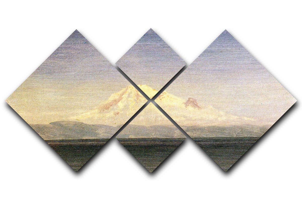 Snowy Mountains in the Pacific Northwest by Bierstadt 4 Square Multi Panel Canvas - Canvas Art Rocks - 1