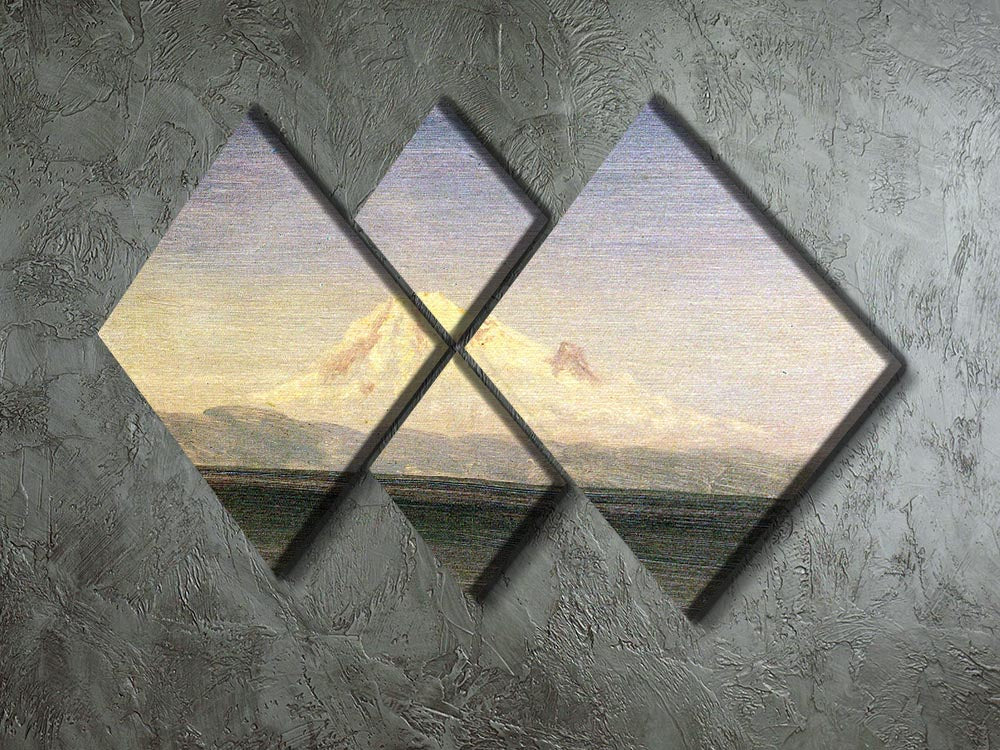 Snowy Mountains in the Pacific Northwest by Bierstadt 4 Square Multi Panel Canvas - Canvas Art Rocks - 2