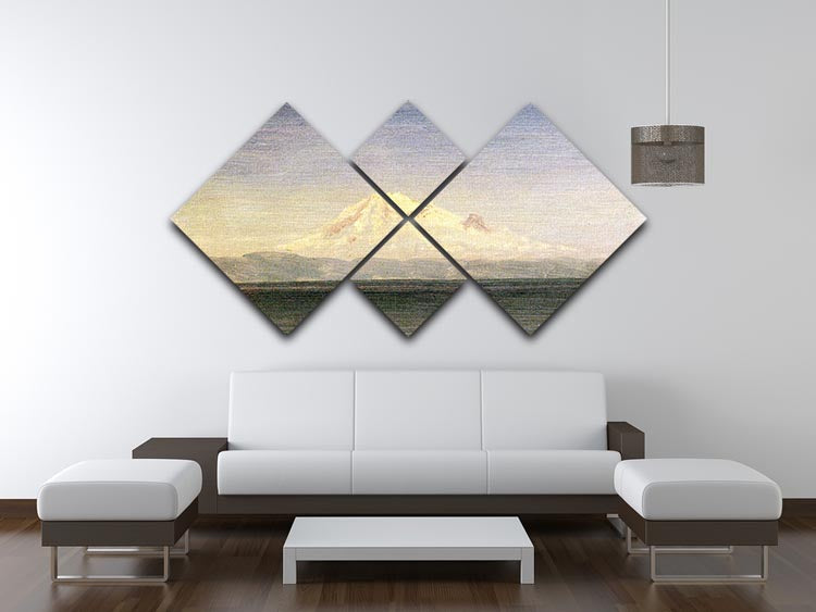Snowy Mountains in the Pacific Northwest by Bierstadt 4 Square Multi Panel Canvas - Canvas Art Rocks - 3