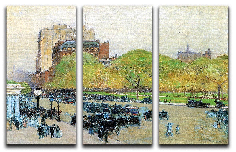 Spring morning in the heart of the city by Hassam 3 Split Panel Canvas Print - Canvas Art Rocks - 1