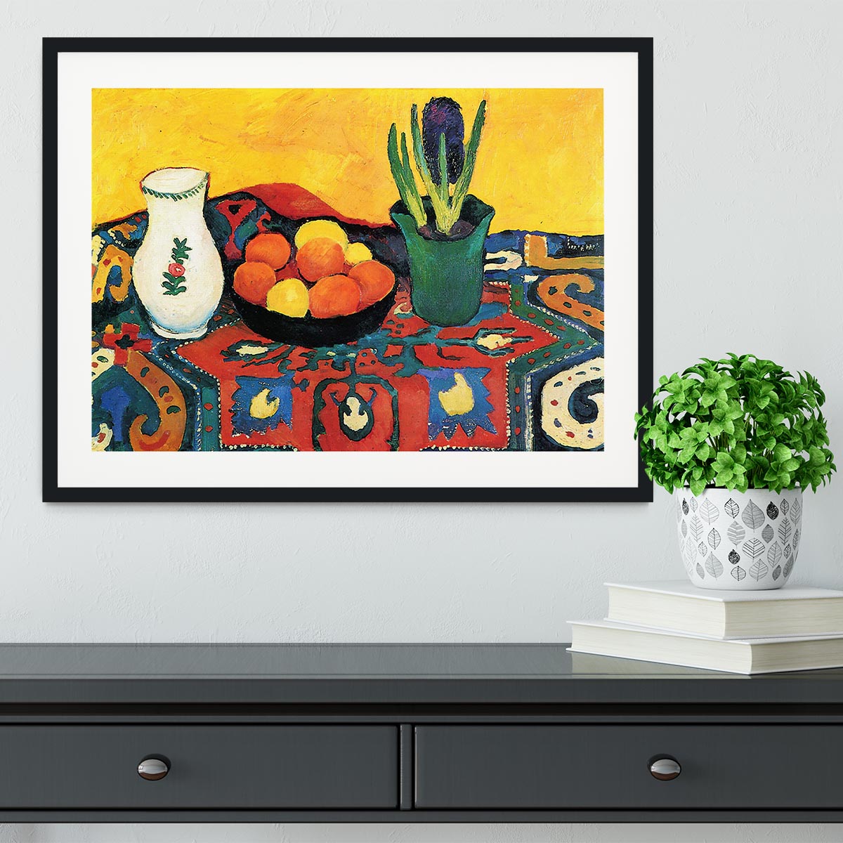 Still Life with Hyacinthe by Macke Framed Print - Canvas Art Rocks - 1