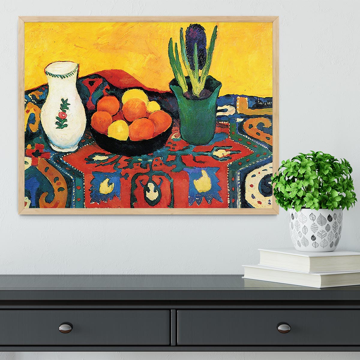 Still Life with Hyacinthe by Macke Framed Print - Canvas Art Rocks - 4