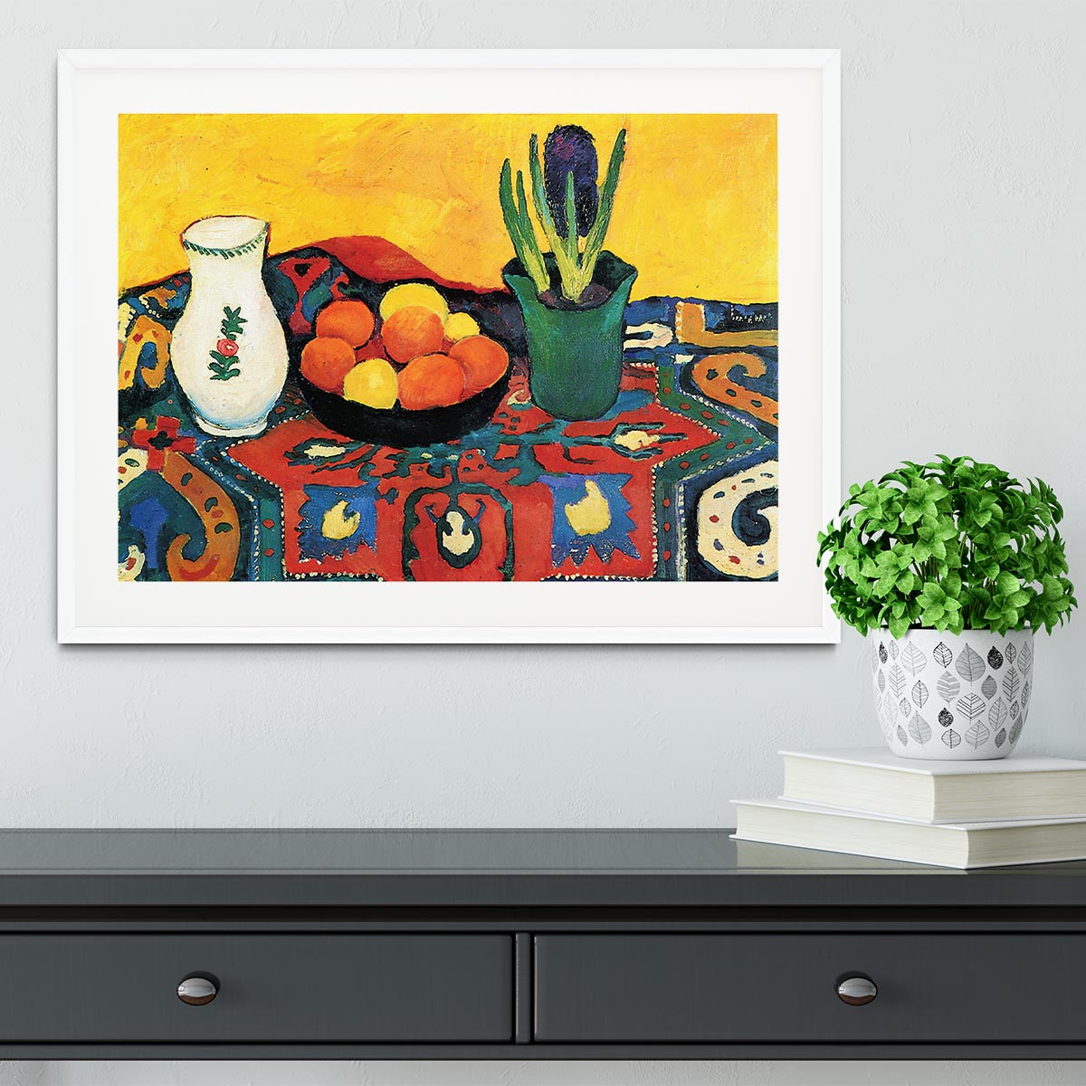 Still Life with Hyacinthe by Macke Framed Print - Canvas Art Rocks - 5