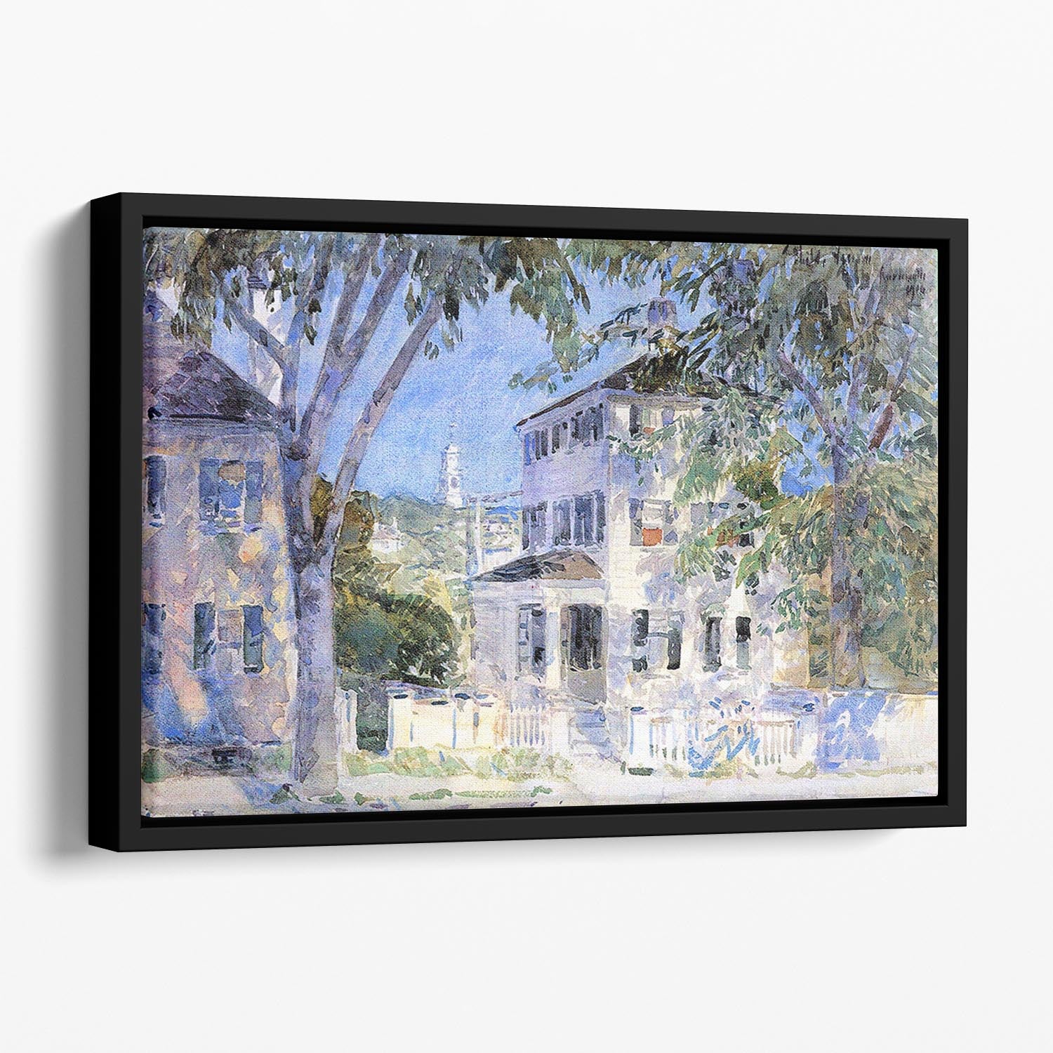 Street in Portsmouth by Hassam Floating Framed Canvas - Canvas Art Rocks - 1