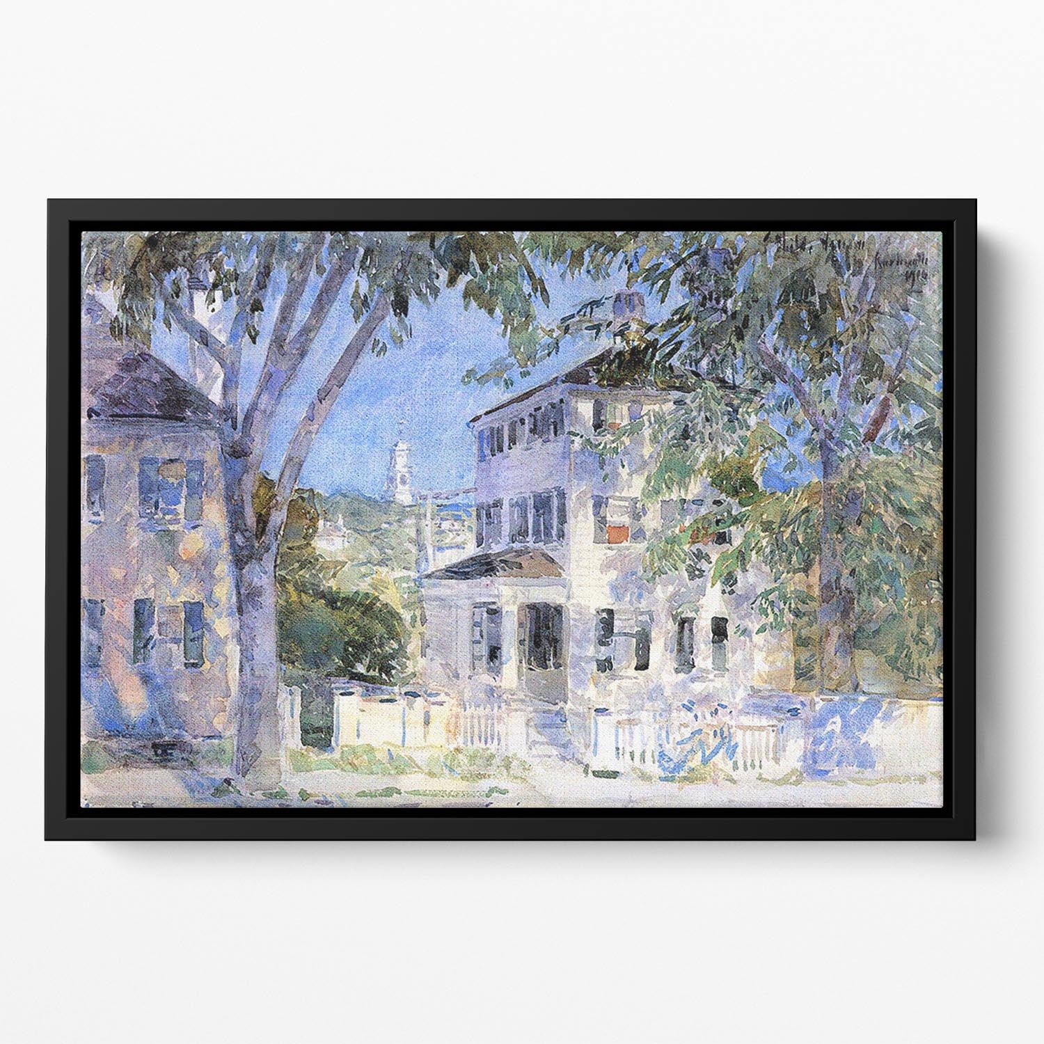 Street in Portsmouth by Hassam Floating Framed Canvas - Canvas Art Rocks - 2