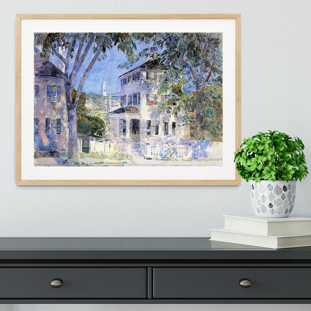 Street in Portsmouth by Hassam Framed Print - Canvas Art Rocks - 3