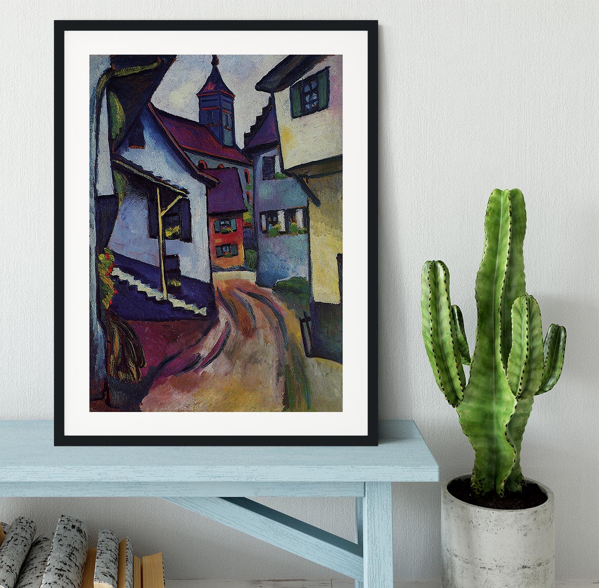 Street with a church in Kandern by Macke Framed Print - Canvas Art Rocks - 1