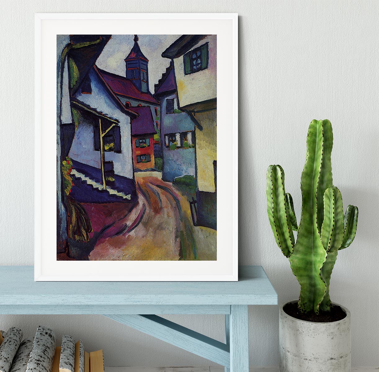 Street with a church in Kandern by Macke Framed Print - Canvas Art Rocks - 5