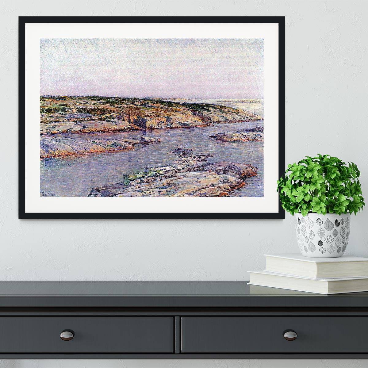 Summer afternoon the Isles of Shoals by Hassam Framed Print - Canvas Art Rocks - 1