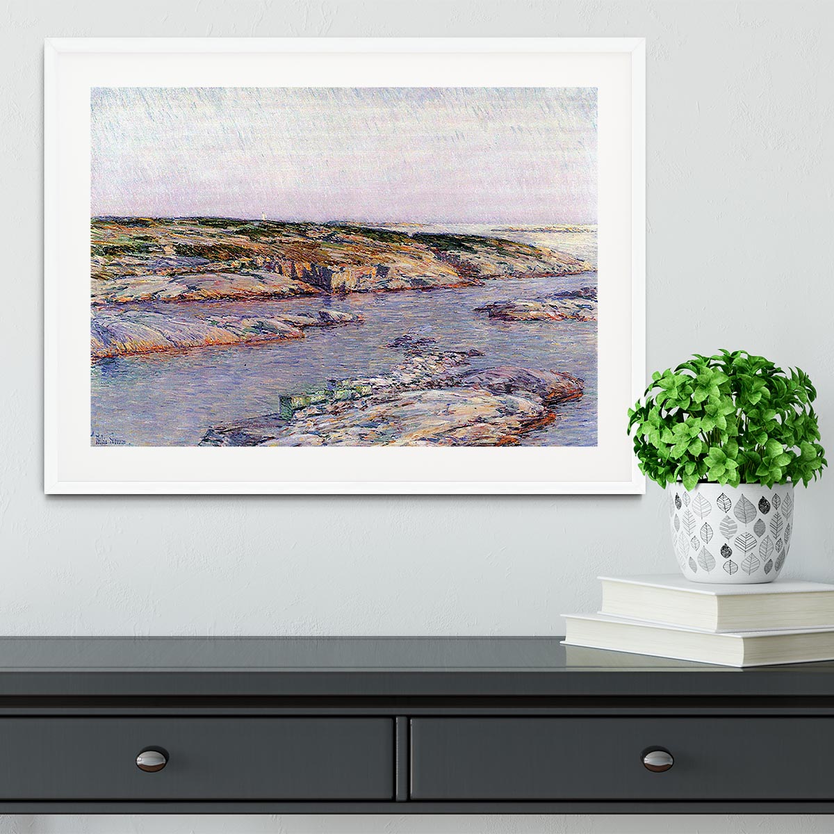 Summer afternoon the Isles of Shoals by Hassam Framed Print - Canvas Art Rocks - 5