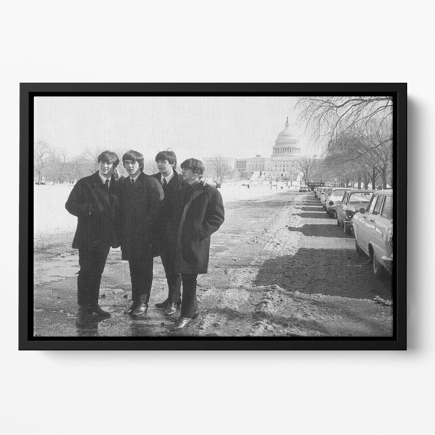 The Beatles in Washington Floating Framed Canvas