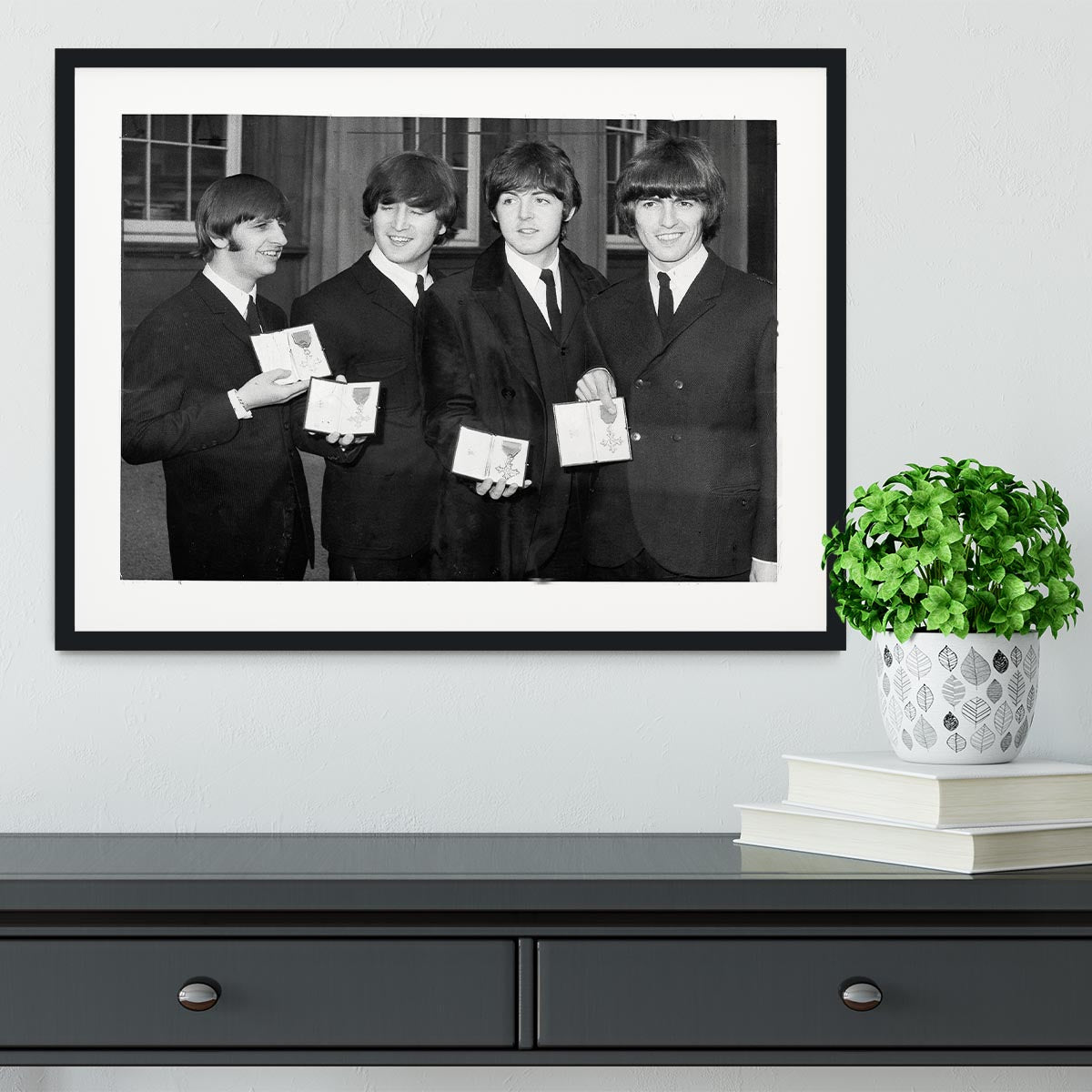 The Beatles show their MBEs Framed Print - Canvas Art Rocks - 1