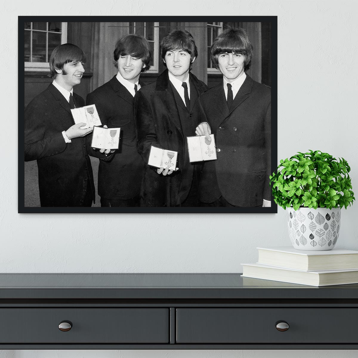 The Beatles show their MBEs Framed Print - Canvas Art Rocks - 2