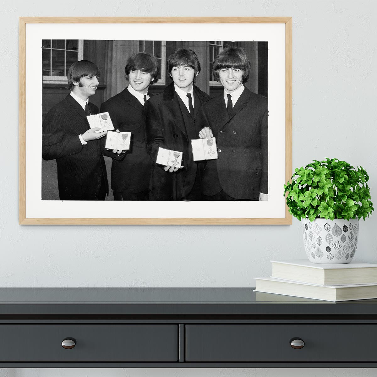 The Beatles show their MBEs Framed Print - Canvas Art Rocks - 3