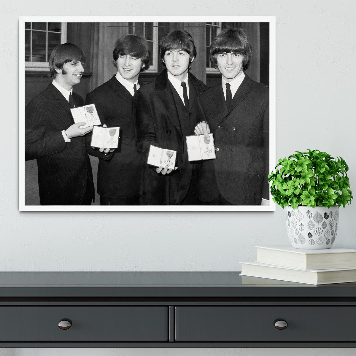 The Beatles show their MBEs Framed Print - Canvas Art Rocks -6