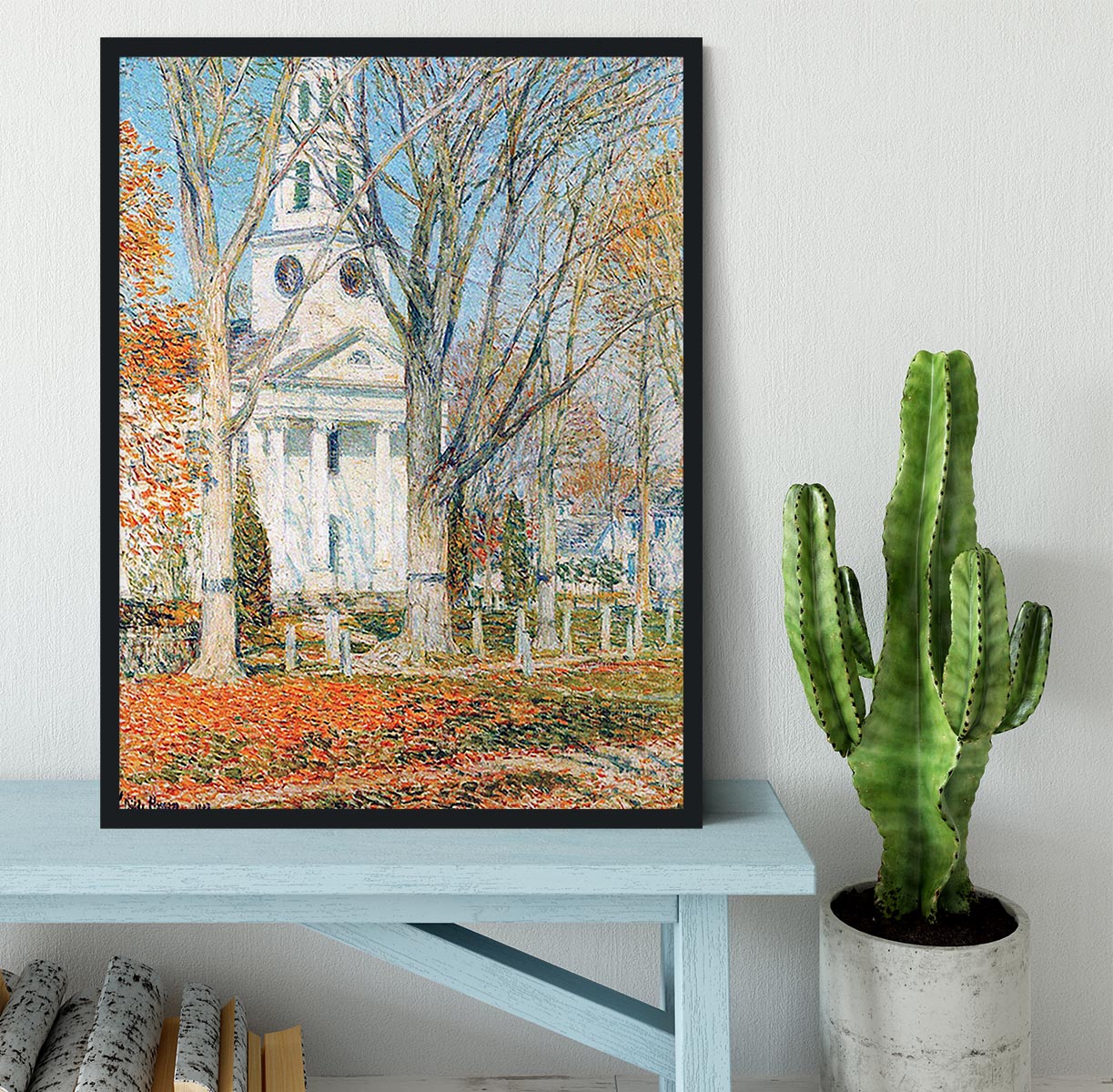 The Church of Old Lyme Connecticut 1 by Hassam Framed Print - Canvas Art Rocks - 2