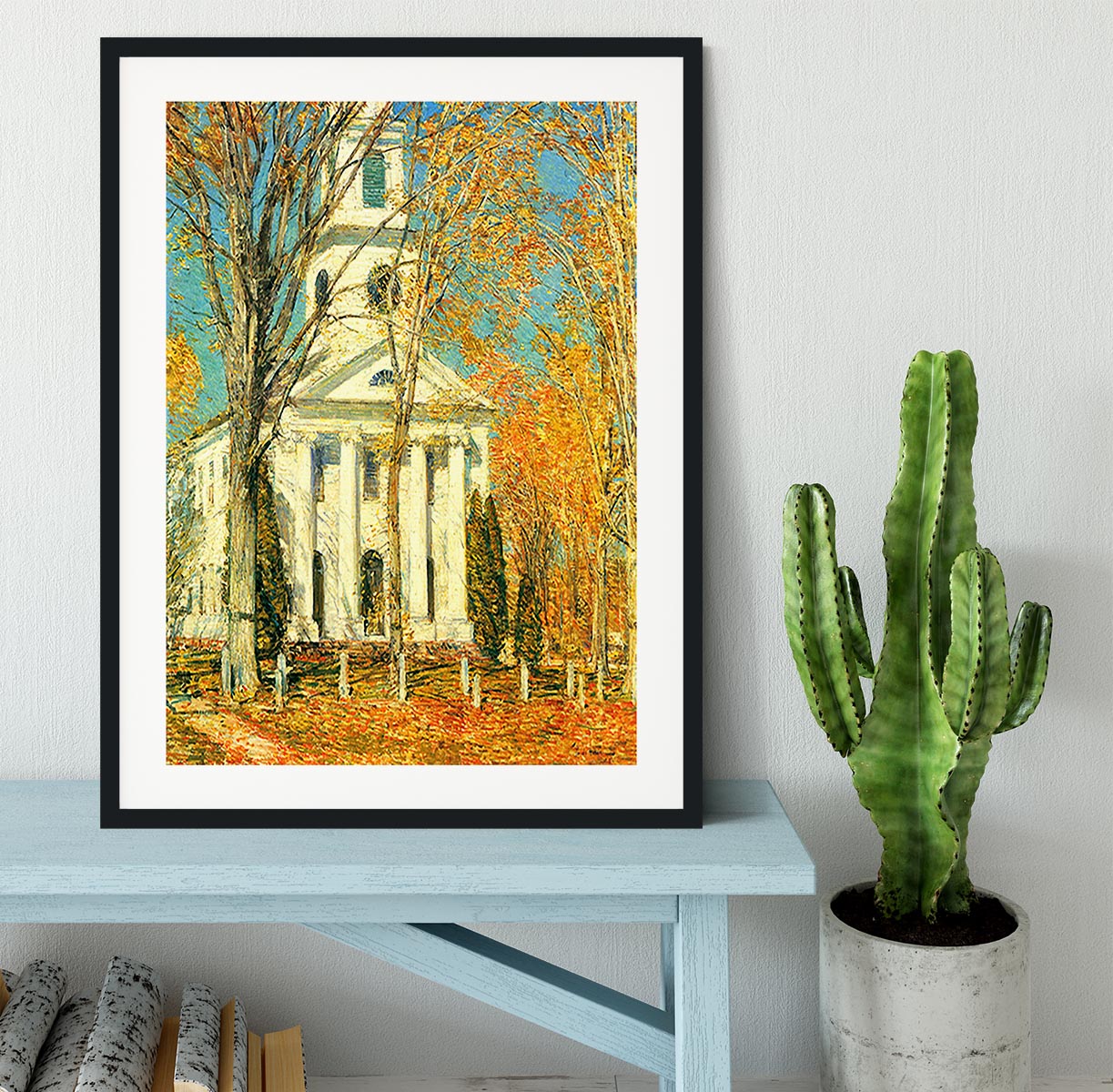 The Church of Old Lyme Connecticut 2 by Hassam Framed Print - Canvas Art Rocks - 1