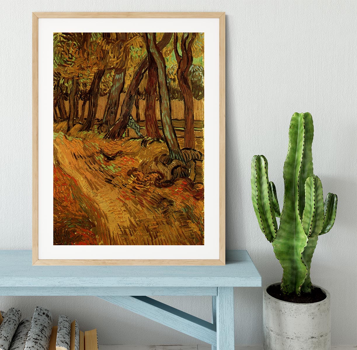 The Garden of Saint-Paul Hospital with Figure by Van Gogh Framed Print - Canvas Art Rocks - 3