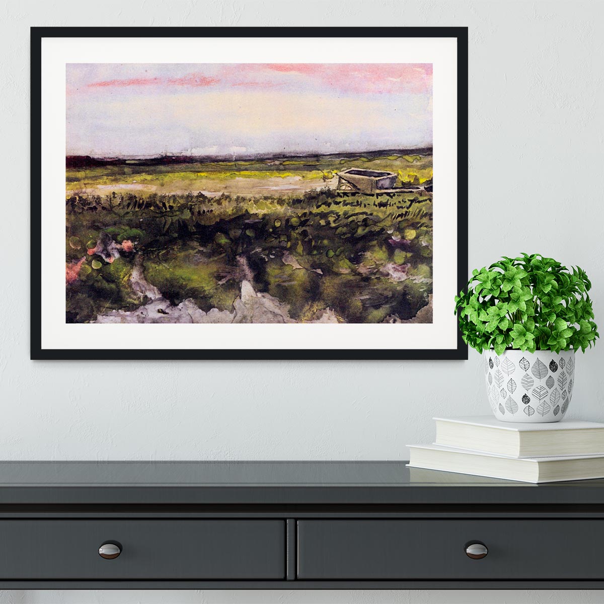 The Heath with a Wheelbarrow by Van Gogh Framed Print - Canvas Art Rocks - 1