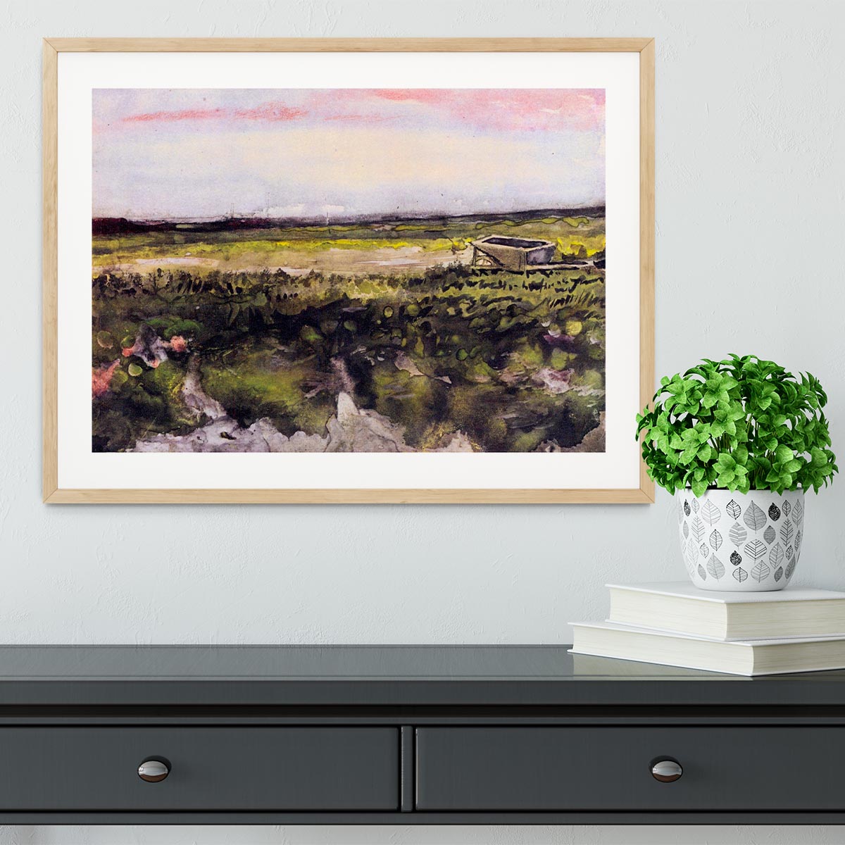 The Heath with a Wheelbarrow by Van Gogh Framed Print - Canvas Art Rocks - 3