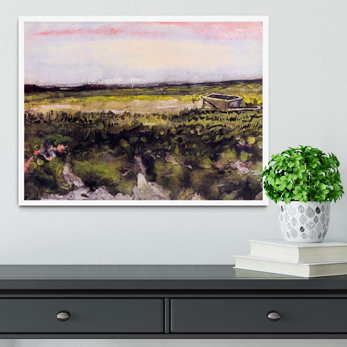 The Heath with a Wheelbarrow by Van Gogh Framed Print - Canvas Art Rocks -6