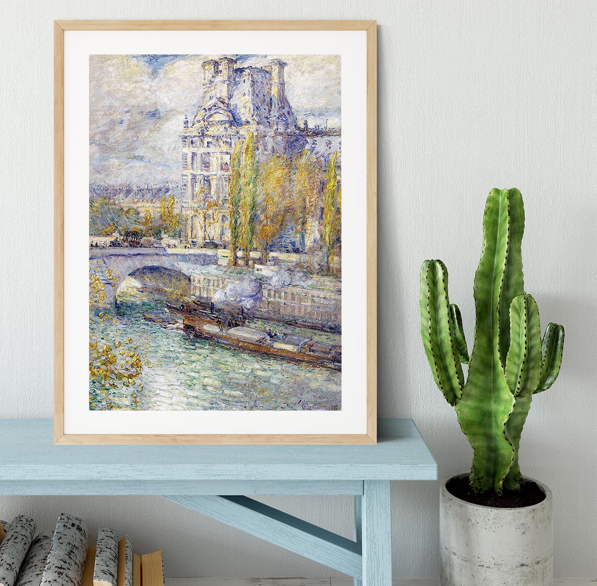 The Louvre on Pont Royal by Hassam Framed Print - Canvas Art Rocks - 3