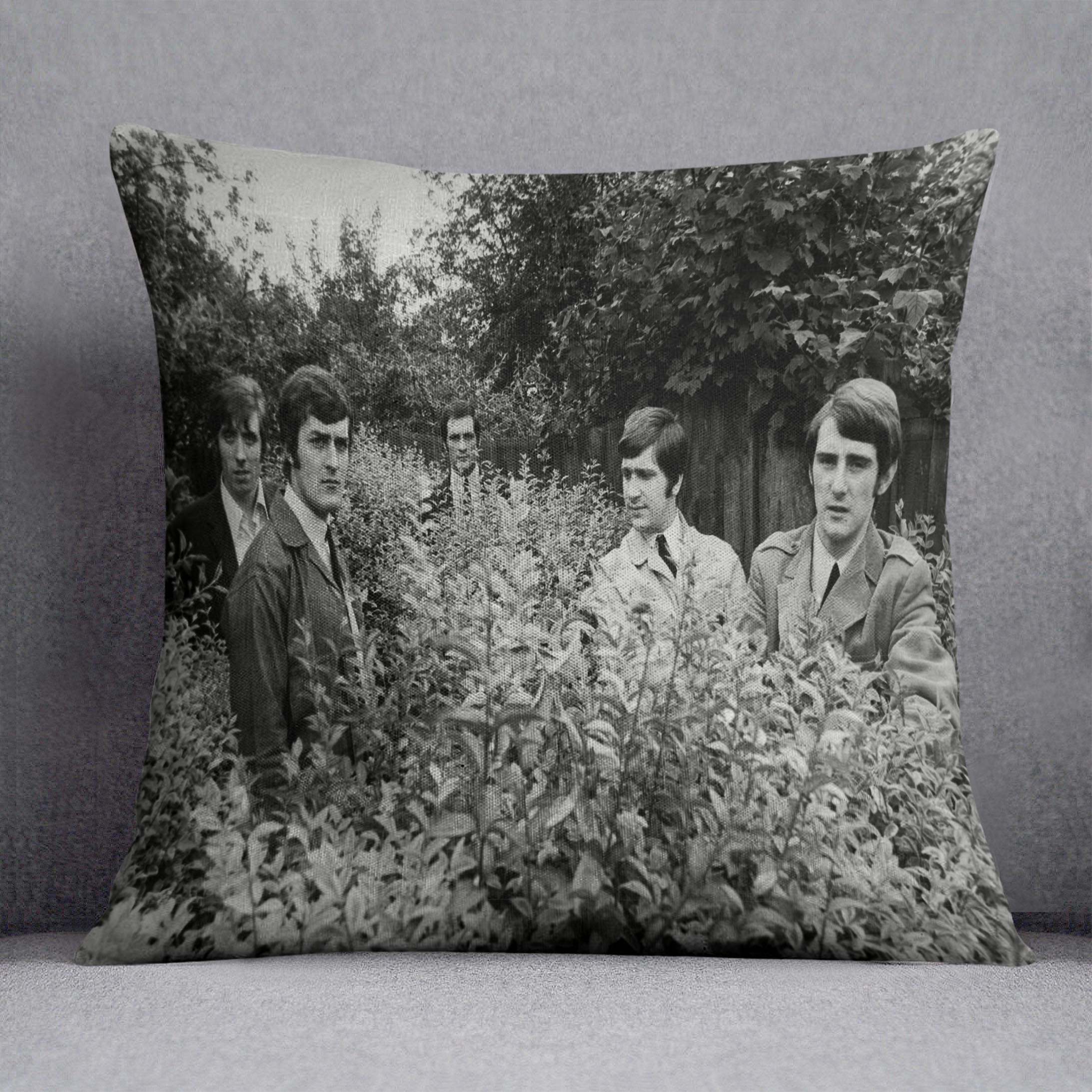 The Moody Blues in a field Cushion
