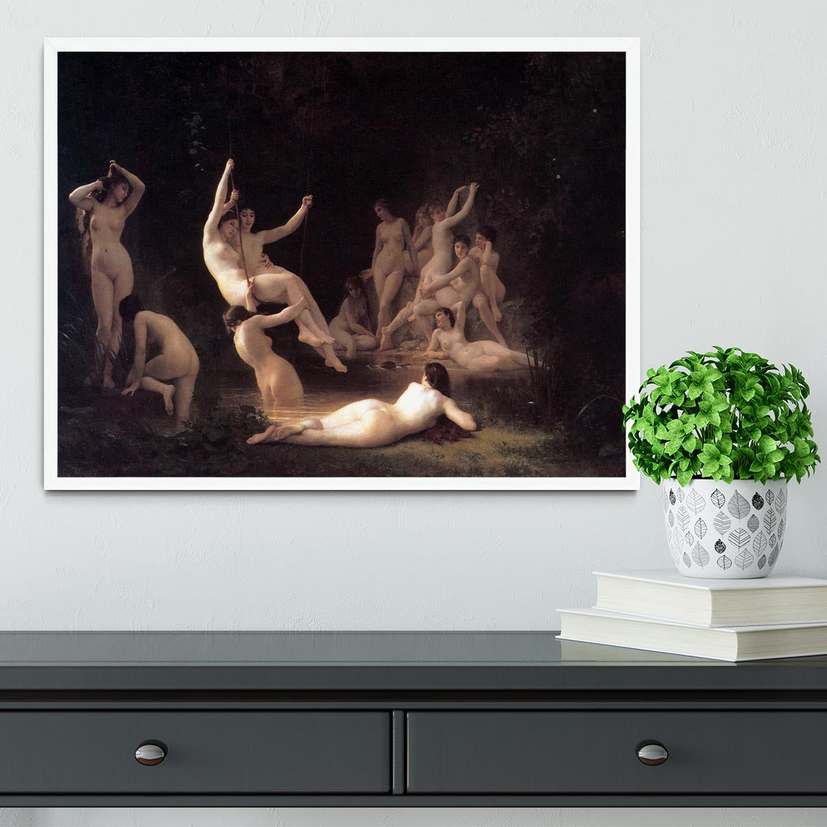 The Nymphaeum By Bouguereau Framed Print - Canvas Art Rocks -6