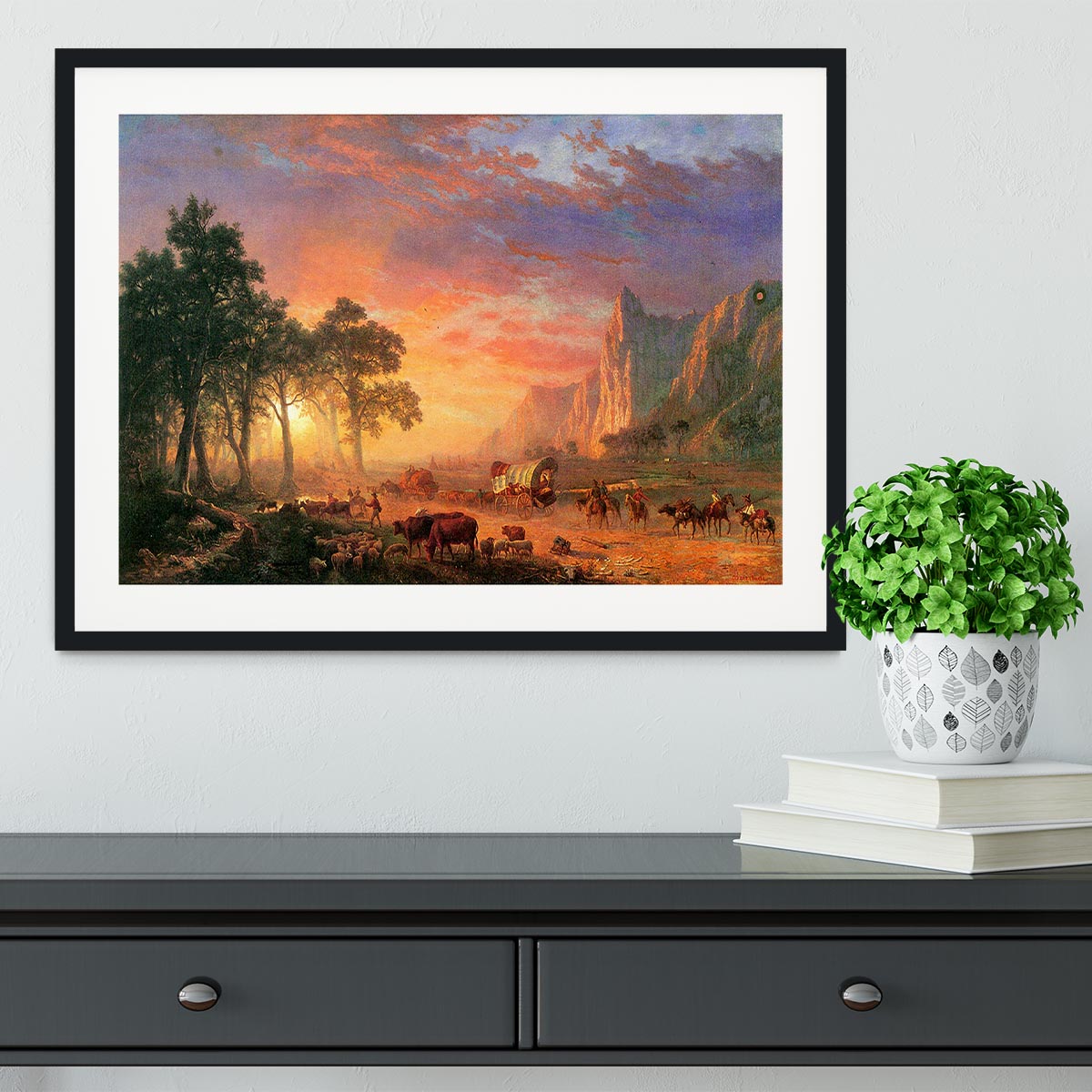 The Oregon Trail by Bierstadt Framed Print - Canvas Art Rocks - 1