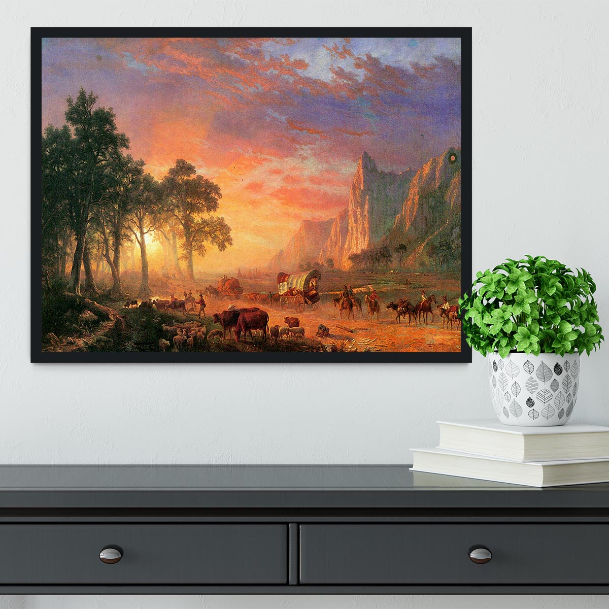 The Oregon Trail by Bierstadt Framed Print - Canvas Art Rocks - 2