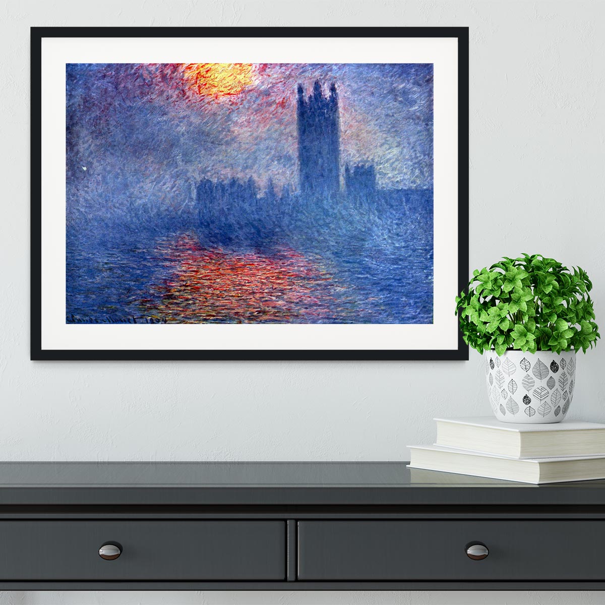 The Parlaiment in London by Monet Framed Print - Canvas Art Rocks - 1