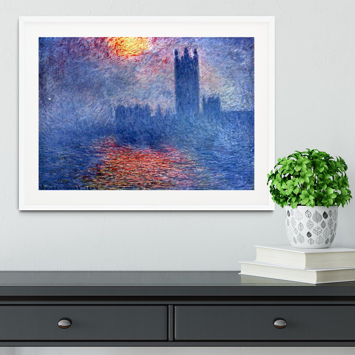 The Parlaiment in London by Monet Framed Print - Canvas Art Rocks - 5
