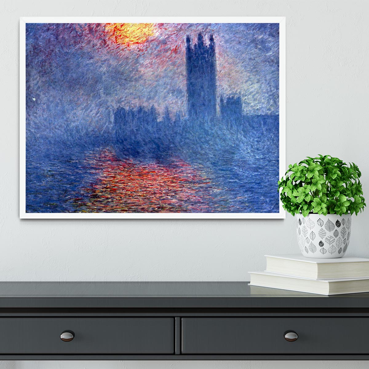 The Parlaiment in London by Monet Framed Print - Canvas Art Rocks -6