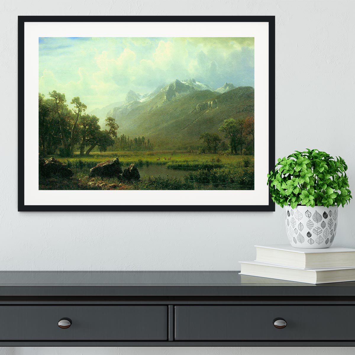 The Sierra near Lake Tahoe California by Bierstadt Framed Print - Canvas Art Rocks - 1