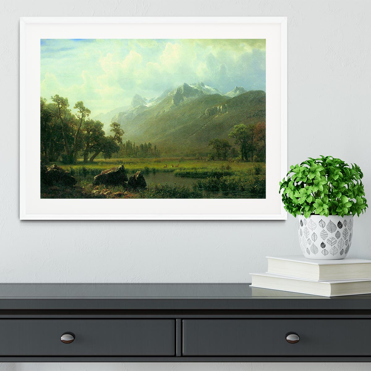 The Sierra near Lake Tahoe California by Bierstadt Framed Print - Canvas Art Rocks - 5